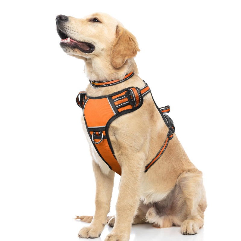 WINSEE Dog Harness No Pull, Pet Harnesses with Dog Collar, Adjustable Reflective Oxford Outdoor Vest, Front/Back Leash Clips for Small, Medium, Large, Extra Large Dogs, Easy Control Handle for Walking - Image 1